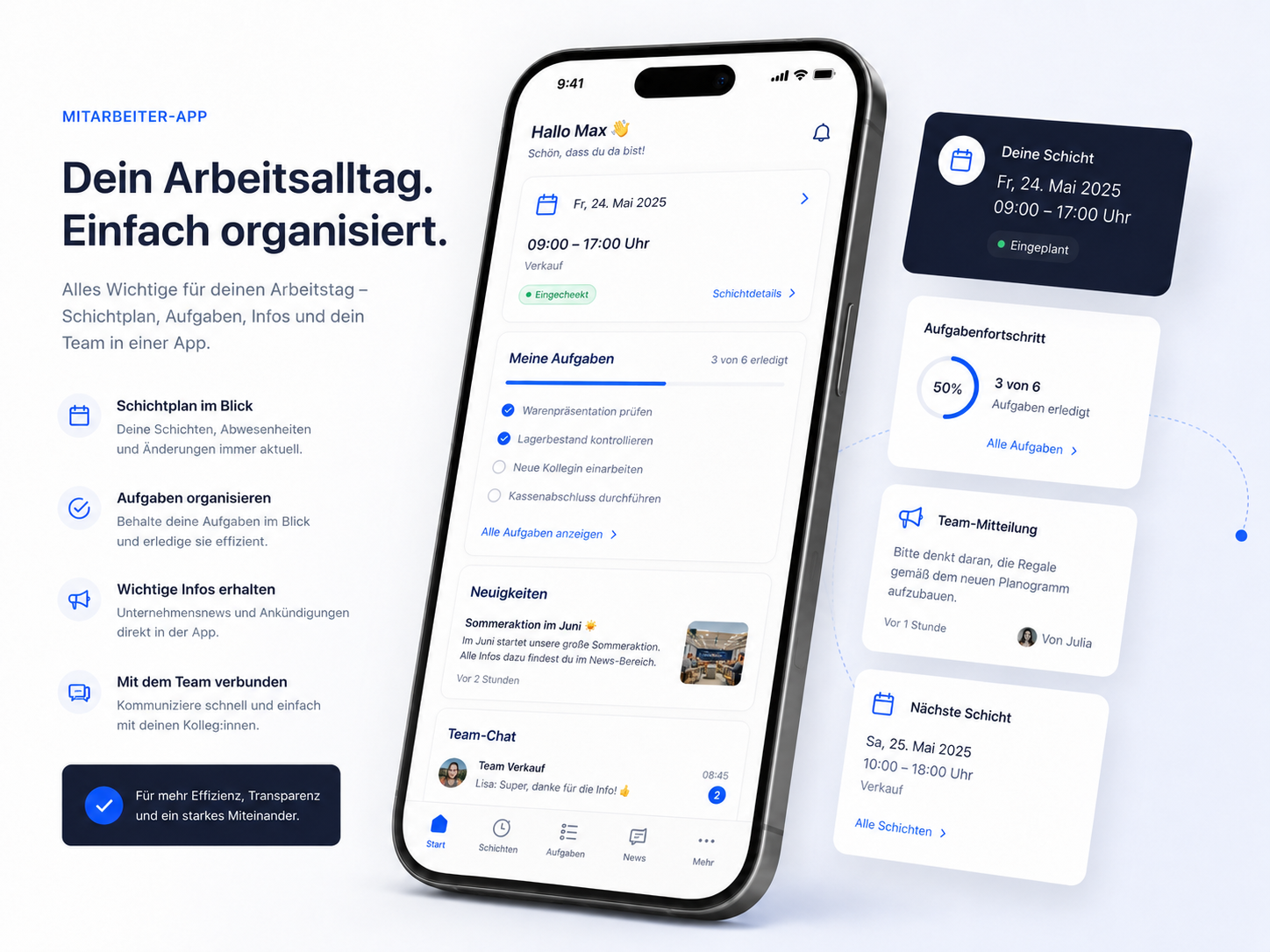 Mitarbeiter-App Demo Vorschau