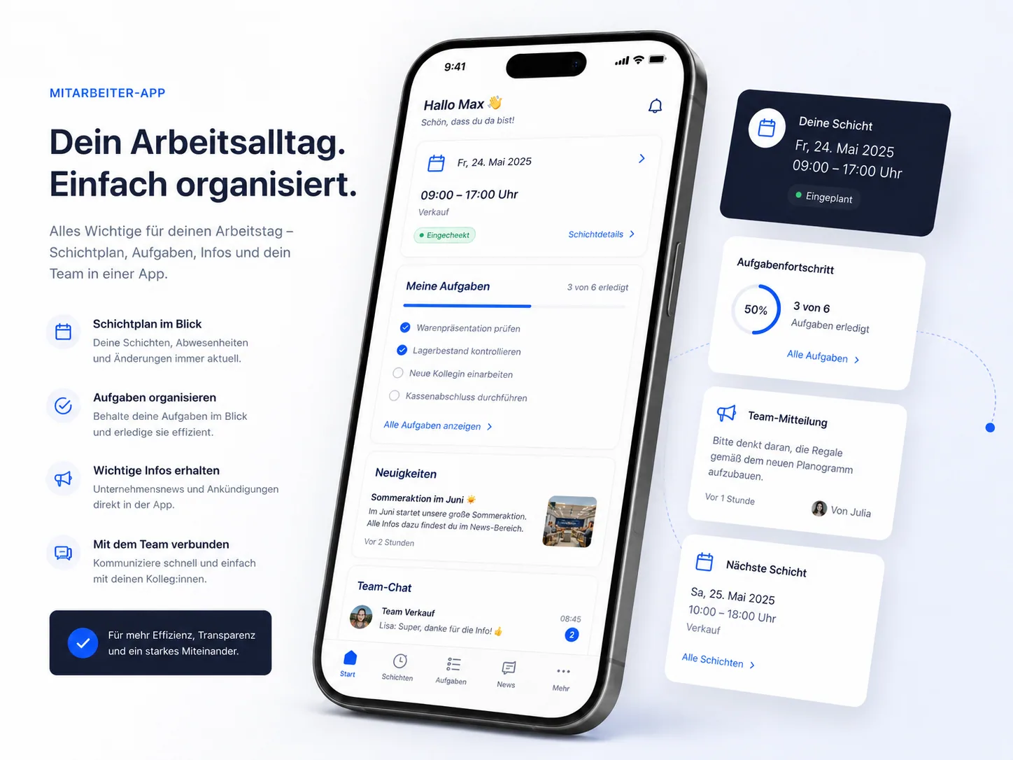 Mitarbeiter-App Demo Vorschau