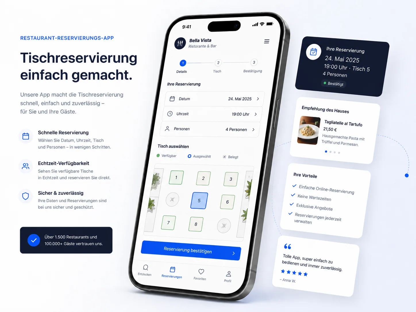 Restaurant-Reservierungs-App Demo Vorschau